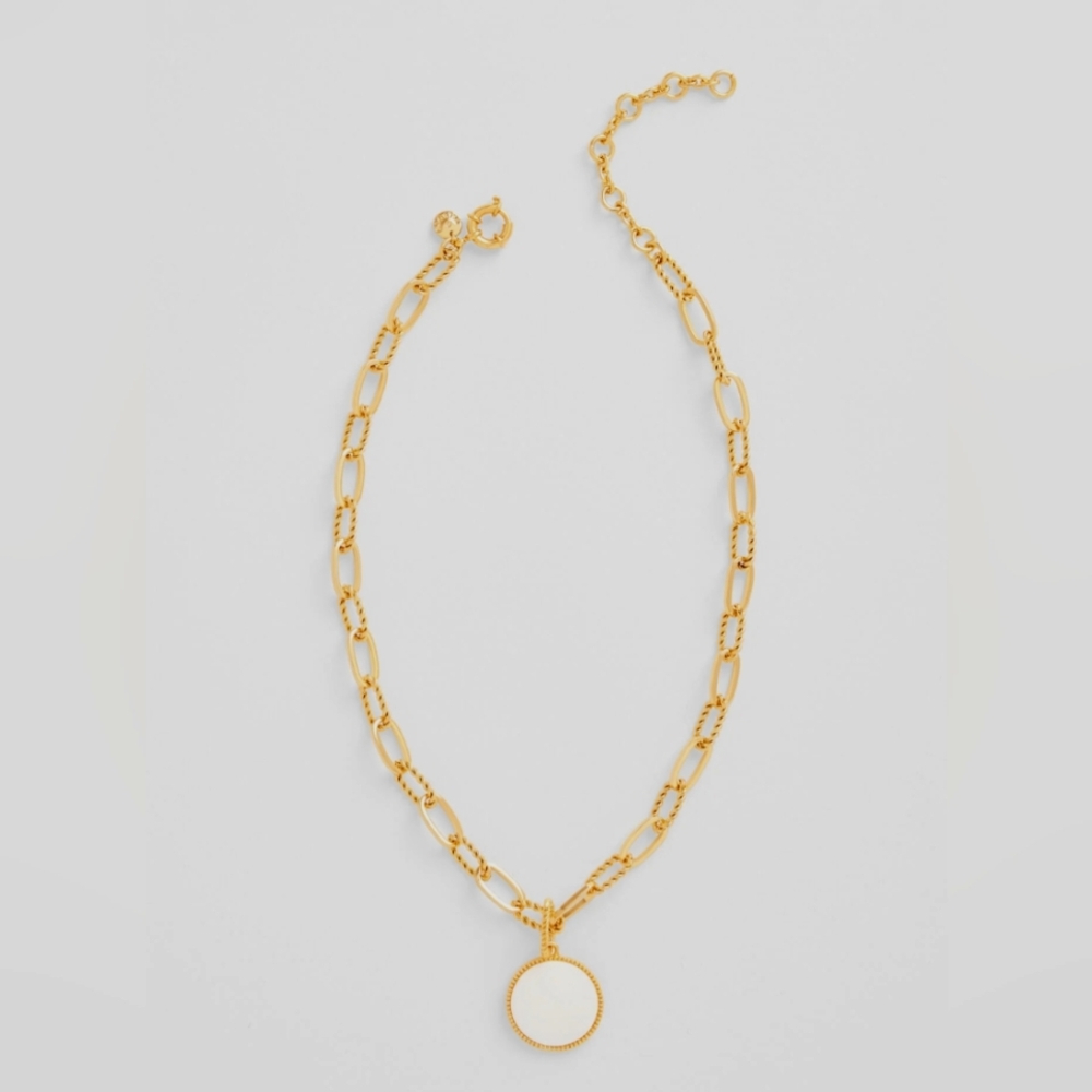 Elegant Talbots Gold and White Pendant Necklace